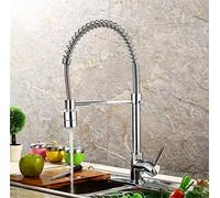 Grifo de cocina Tirando hacia afuera Spray giratoria Manija de latón cromado Rechazo hacia abajo Mezcladores de fregadero de recipiente alto con plataforma de agua fría caliente montada LWX