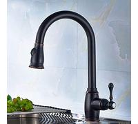 Grifo de cocina totalmente de cobre, grifo de un solo orificio de bronce negro, correa giratoria que se puede sacar del grifo del cabezal rociador, grifo del fregadero de la cocina, grifo mezclador de
