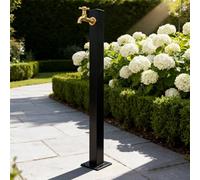 Grifo de columna de agua de acero inoxidable negro, anticongelante, libre de escarcha, grifo de agua para montaje en suelo, hidrante para jardín, granja, riego de pastos(A-Height: 60cm/23.6in)