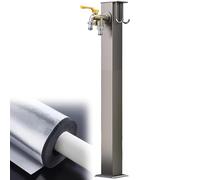 Grifo de columna de agua de acero inoxidable para exteriores, grifo anticongelante de doble caño para riego de jardín, fuente de hidrante vertical cuadrada.