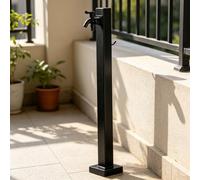 Grifo de columna de agua para exteriores, grifo independiente para jardín, hidrante de jardín montado en el suelo con grifo de doble salida y pistola rociadora(Estilo 1,Height: 95cm/37.4in)