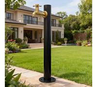 Grifo de columna de agua para jardín, grifo anticongelante para exteriores, soporte para poste, grifo de agua vertical cuadrado negro para montaje en suelo(B-Height: 60cm/23.6in)