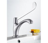 Grifo de cuenca escolar del hospital de bronce cromado con mango largo de agua fría para el uso comercial de baños públicos. LWX