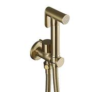 Grifo de ducha, Rociador de bidé mano for inodoro, montado en la pared, for pañales tela, agua fría, latón cepillado dorado, con manguera ducha 1,5 m