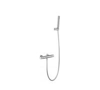 Grifo de ducha termostático con teleducha fabricada en latón de color níquel cepillado Line de Imex