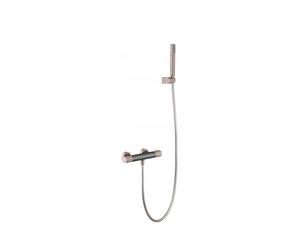 Grifo de ducha termostático fabricado en latón de acabado gris mate y champagne Line de Imex