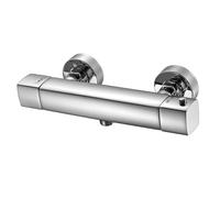 Grifo de ducha termostático, grifo mezclador de ducha, termostato de ducha, grifo de ducha, antiquemaduras, bloqueo de seguridad a 38 °C, montaje en pared, cromado