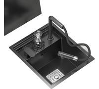 Grifo de elevación oculto de acero inoxidable con arandela de vidrio para cafetería, restaurante, bar, caravana, fregadero pequeño oculto con tapa, ahorra espacio