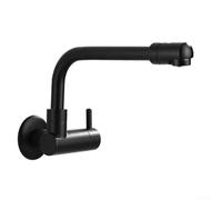 Grifo de extensión para fregadero de cocina, giratorio de 360 grados, grifo de cobre para fregona, piscina y estufa rural, accesorio individual montado en la pared de agua fría en plata o negro (negro