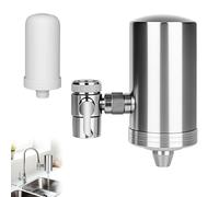 Grifo de filtro de agua, purificador de agua de acero inoxidable para grifos domésticos, incluye filtro para eliminar el cloro y la limpieza del agua (1 filtro incluido)