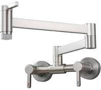 Grifo De Fregadero Cocina Montado En La Pared, Llenador Ollas Montaje Latón Comercial, Giratorio 360°, Manijas Dobles For Hogar Y Restaurante(D)