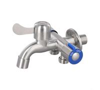 Grifo de fregadero de 3 vías de acero inoxidable con interruptores independientes para lavadora, rociador, lavavajillas y fregadero de cocina, con válvula de ángulo de 2 vías G1/2 (A)