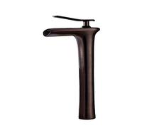 Grifo de fregadero de baño alto: toque de copa de cascada con un solo manejo con soporte de 1 hoyo para la encimera de níquel cepillado moderno/acabado negro mate (elige estilo) LWX