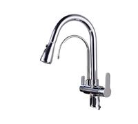 Grifo de fregadero de cocina 3 en 1, rociador de cobre completo, agua filtrada caliente y fría, diseño de arco alto, multicolor (plateado) y elegante para cocinas modernas