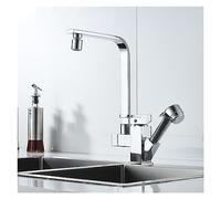 Grifo de Fregadero de Cocina fría y Caliente Control Dual Toda la Cuenca de Lavado de Vegetales retráctil de rotación retráctil con de pulverización (A2)