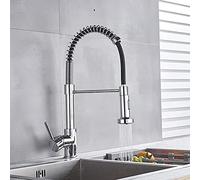 Grifo de fregadero de cocina tira hacia abajo para mezclador de grúa fría caliente cubierta de toque de grúa montada en 360 rotación de 2 vías (b) LWX