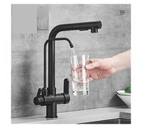 Grifo de grifo de cocina negro Faucet 360 giratorio Grifo de agua pura SALTA OUT OUT DUAL SPOUTE PURIFICACIÓN CARACTERÍSTICA DE PURIFICACIÓN FRÍA HOT HOT