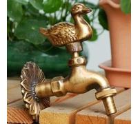 Grifo de jardín con forma de pato, bibcock de exterior de bronce antiguo para estilo rural decorativo