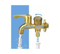 Grifo de jardín de 1/2 pulgada con doble salida y dos accesorios de latón. Grifo doble para lavadora