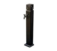 Grifo de jardín de acero inoxidable para exteriores, diseño cuadrado vertical, doble salida de 100 cm, columna de agua decorativa para riego y lavado (negro)