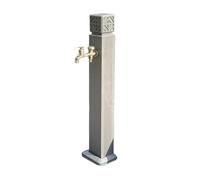 Grifo de jardín de acero inoxidable para exteriores, doble salida, diseño cuadrado vertical, columna de agua decorativa de 100 cm, para riego y lavado (negro)