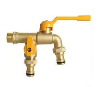 Grifo de jardín de doble salida con mecanismo de conexión rápida para fijación rápida de manguera en entornos exteriores (B)