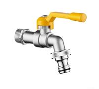 Grifo de jardín de doble salida con mecanismo de conexión rápida para fijación rápida de mangueras en entornos exteriores (A)