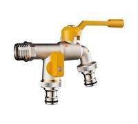 Grifo de jardín de latón resistente con dos salidas separadas y válvula de bola interna para un máximo flujo de agua más durabilidad en todo tipo de clima de menos veinte a ochenta grados (doble