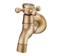 Grifo de jardín de latón vintage de 10 cm con boquilla resistente al óxido | Cuerpo de latón macizo, acabado inoxidable, válvula de disco de porcelana, rosca G1/2, seguro para entornos húmedos