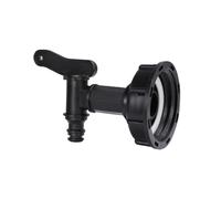 Grifo de Jardín Grifo de tanque IBC plástico con rosca S60x6 a conector casa 1/2, junta barril, grifo escape, accesorio del interruptor, conexión manguera jardín para riego de jardín(IBC Tank Tap-A)