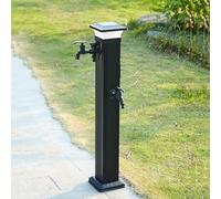 Grifo de jardín LED solar con diseño de columna, grifo de agua decorativo para exteriores, resistente a las heladas, soporte de manguera para riego de jardín