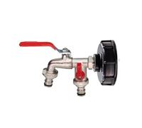 Grifo de jardín Manija de grifo jardín 1/2" a 3/4" for tanque IBC, agua metálico con rosca gruesa S60, adaptador 1-2 vías, válvula bola, suministros jardinería(Color 08)