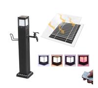 Grifo de jardín para exteriores, resistente a las heladas, hidrante de incendios autónomo con control remoto e iluminación LED solar, 14 x 14 x 73,5 cm
