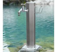 Grifo de jardín vertical de acero inoxidable 304, manguera autosuficiente, resistente a las heladas, fuente de agua decorativa, 50 x 10,5 cm, estación de riego para uso en exteriores