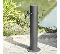 Grifo de jardín vertical de acero inoxidable 304, resistente a las heladas, a prueba de grietas, diseño cilíndrico montado en el suelo, perfecto para fuente de jardín, 50 cm de altura x 10,5 cm de