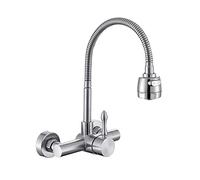 grifo de la cocina Grifo de pared tipo oculto 304 grifo del fregadero frío y caliente de acero inoxidable monomando lavandería piscina cocina rotación universal@B(A)