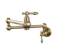 Grifo de latón 23" for llenar ollas, for montaje en pared, for estufa, con dos manijas, plegable y extensible Comercial(Brushed Nickel)