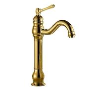 Grifo de latón antiguo for lavabo de baño, monomando con caño giratorio, mezclador de agua for lavabo.(Gold,H:12.7IN)