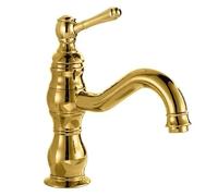 Grifo de latón antiguo for lavabo de baño, monomando con caño giratorio, mezclador de agua for lavabo.(Gold,H:8IN)