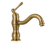 Grifo de latón antiguo for lavabo de baño, monomando con caño giratorio, mezclador de agua for lavabo.(Bronze,H:8IN)