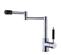 Grifo de latón for llenado ollas, grifo mezclador monomando, cocina giratorio libre 2 juntas, fregadero extensible plegable montado en cubierta, galvanoplastia