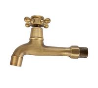 Grifo de latón macizo vintage con almohadilla de sellado, grifo individual de agua fría G1/2 grifos montados en la pared de la fregona grifos de piscina grifo de jardín válvula de caño (Largo)