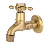 Grifo de latón macizo vintage con almohadilla de sellado, grifo individual de agua fría G1/2 grifos montados en la pared de la fregona grifos de piscina grifo de jardín válvula de caño (Corto)