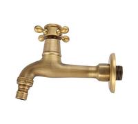 Grifo de latón macizo vintage con almohadilla de sellado, grifo individual de agua fría G1/2 grifos montados en la pared de la fregona grifos de piscina grifo de jardín válvula de caño para (Largo)