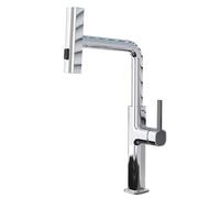 Grifo de latón negro para fregadero de cocina, diseño de cascada, con pulverizador extraíble, grifo mezclador de una sola manija para cocinas modernas