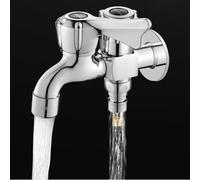 Grifo de latón resistente para lavadora, doble salida con grifo de apertura rápida y boquilla de malla para uso doméstico de fregadero de fregona (doble propósito)