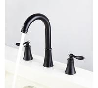 Grifo de lavabo 3 Orificios Arco Alto Giratorio 360° Grifos para Lavabos de Baño Grifo Latón Pieza Dividida,negro