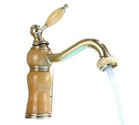 Grifo de lavabo antiguo for baño, cobre, con luz mágica dorada y caliente, sobre encimera(B)