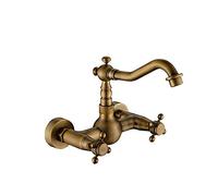 Grifo de lavabo Baño de cocina, Grifos de lavabo de montaje en pared, Grifo mezclador de dos manijas Grifo mezclador de agua fría y caliente para cocina Grifo mezclador de cocina de rotación 360 Grifo
