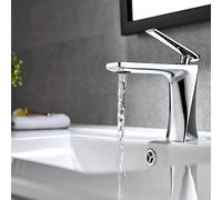 Grifo de lavabo Baño - JOMOLA Corto Grifo Lavabo Monomando de Agua Fría y Caliente Grifo de Lavabo de Latón Cromo Grifo Baño Clásico de Moderno